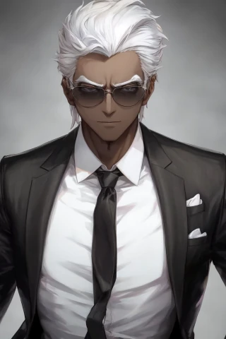 gafas de sol, Obra maestra, piel bronceada, hombre, traje